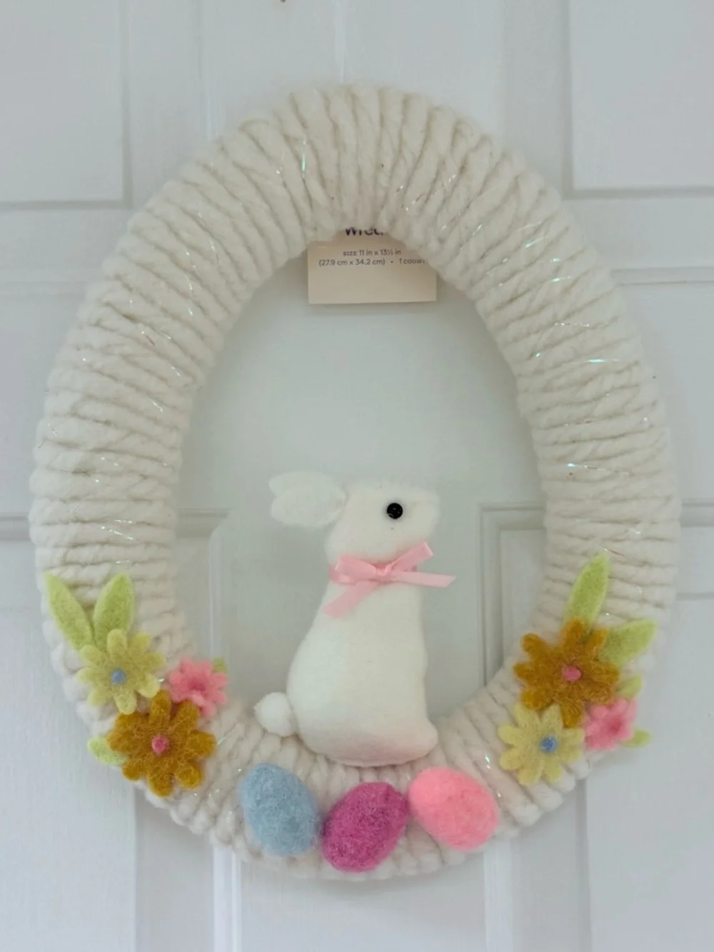 New! Felt Bunny Floral Ivory Wreath Pastel Accents - Spritz™, Spring 2026